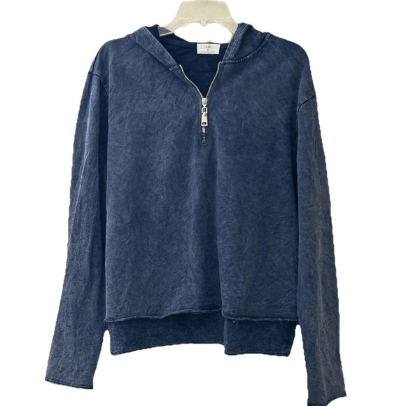 T.La Tops - T.La By Anthropologie Quarter Zip Hoodie Women's Size L Washed Blue Pullover